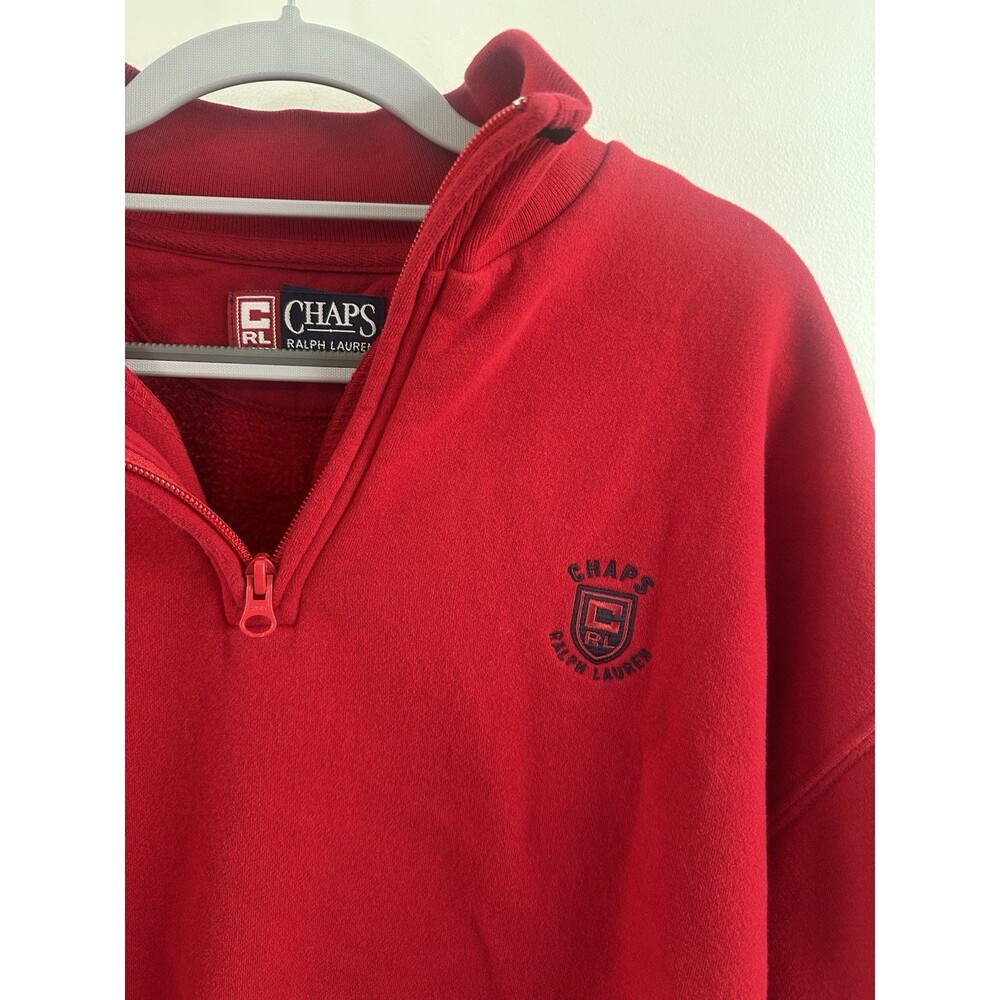 Chaps Ralph Lauren Men's Red 1/4 Zip Fleece Mock Neck Sweatshirt Size L